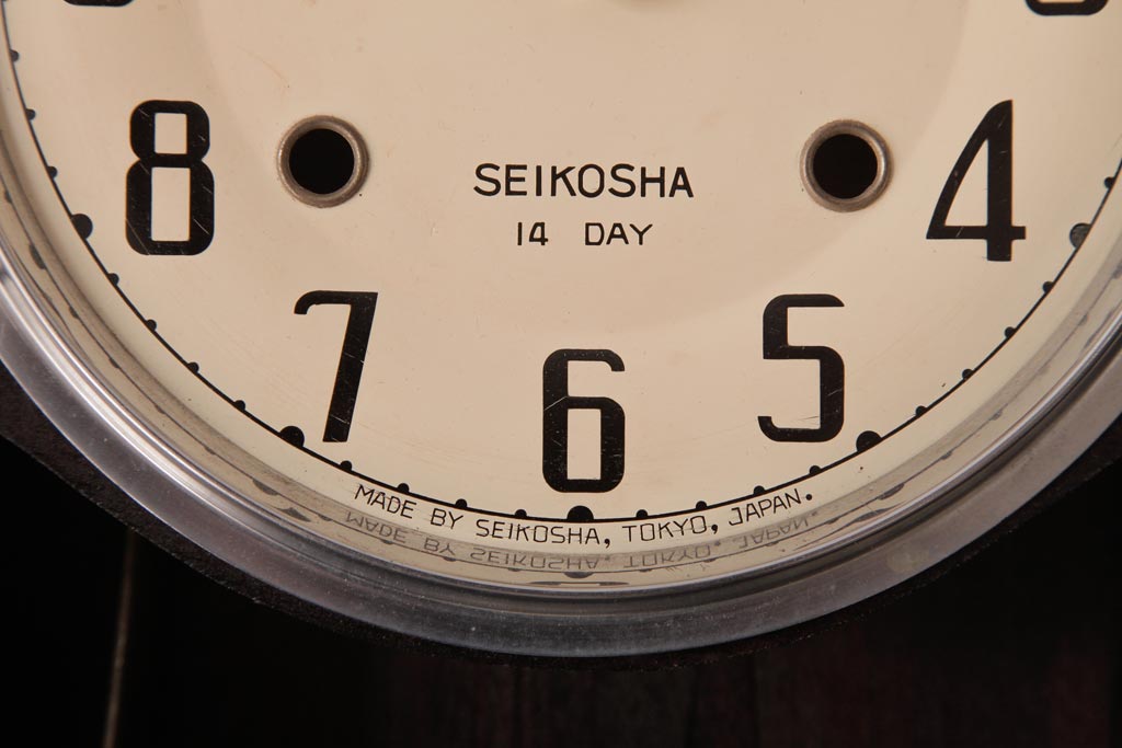 レトロ雑貨　精工舎(SEIKOSHA、セイコー)　内部交換済・電池式　14DAY　掛時計(柱時計、振り子時計、古時計)