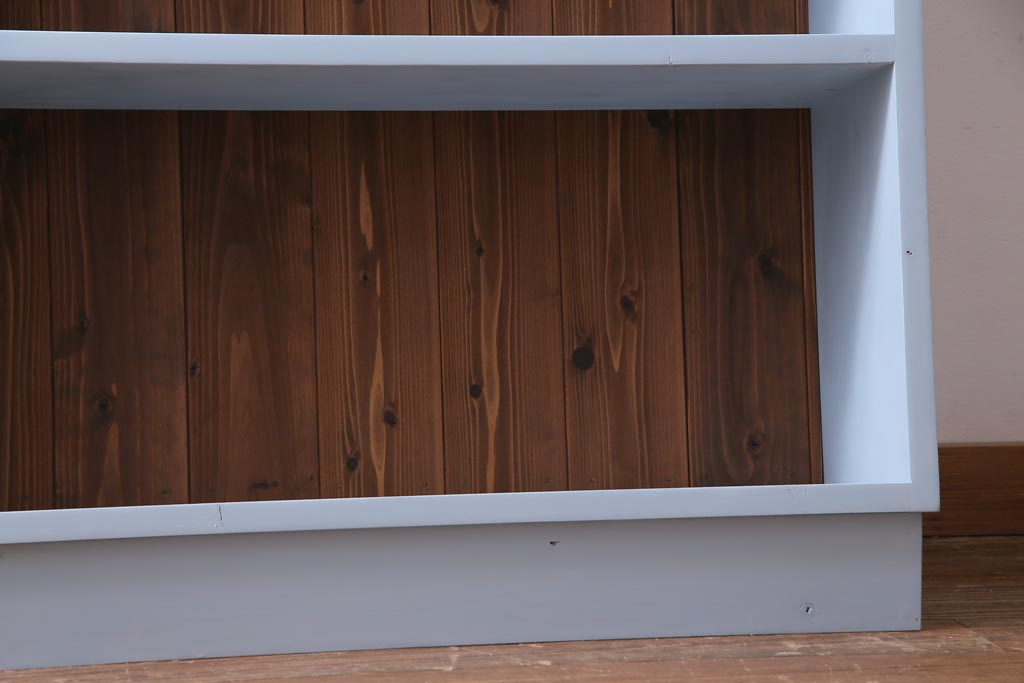 ラフジュ工房オリジナル　ペイント家具　古材使用　くすんだカラーが魅力的な薄型ブックシェルフ(収納棚、本棚、ウッドシェルフ)