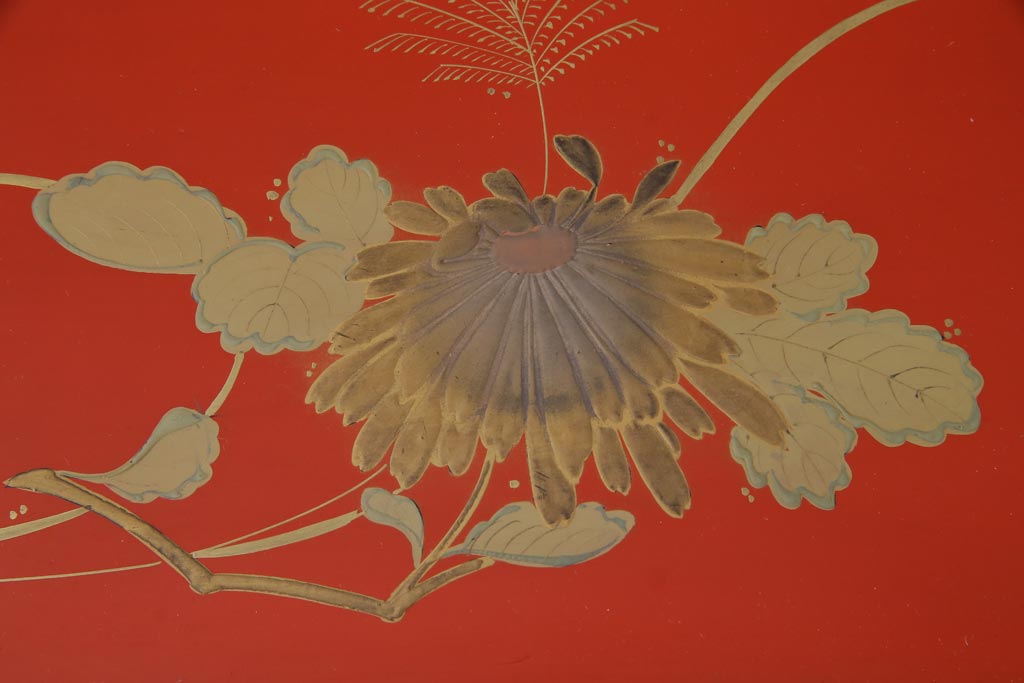 アンティーク雑貨　朱塗　金蒔絵　木製盆(漆器)