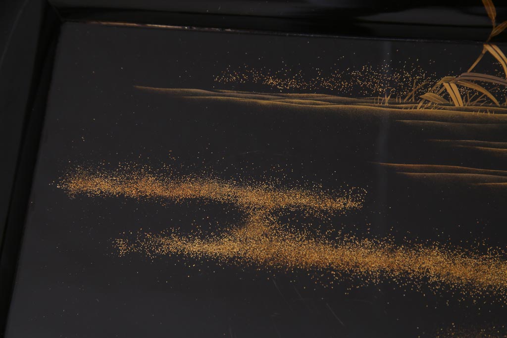 アンティーク雑貨　輪島塗　金蒔絵　鯉の図　木製お膳5客セット(漆器、脚付膳、和食器)(R-036276)