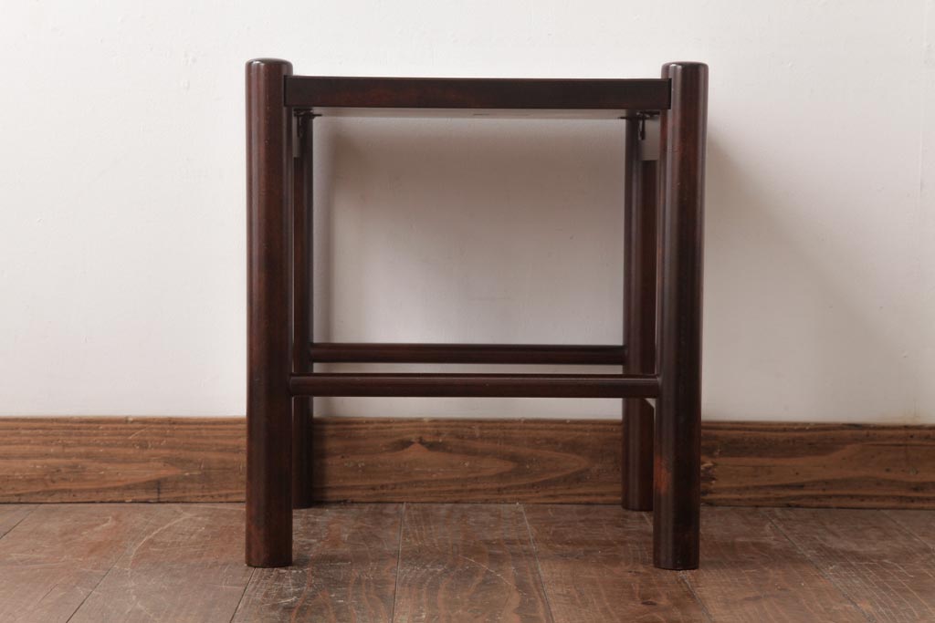 中古　北海道民芸家具　シンプルな板座のスツール(花台、サイドテーブル)