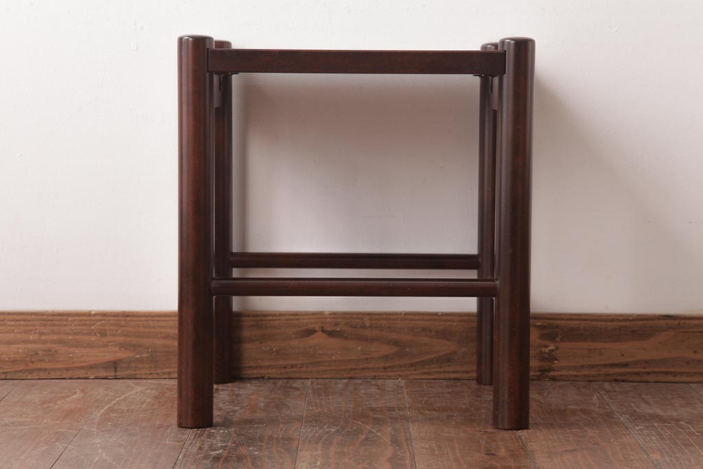 中古　北海道民芸家具　シンプルな板座のスツール(花台、サイドテーブル)