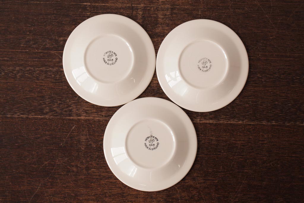 ヴィンテージ雑貨　イギリスビンテージ　Hornsea(ホーンジー)　FLEUR(フルール)　カップ&ソーサー3客セット(R-036419)