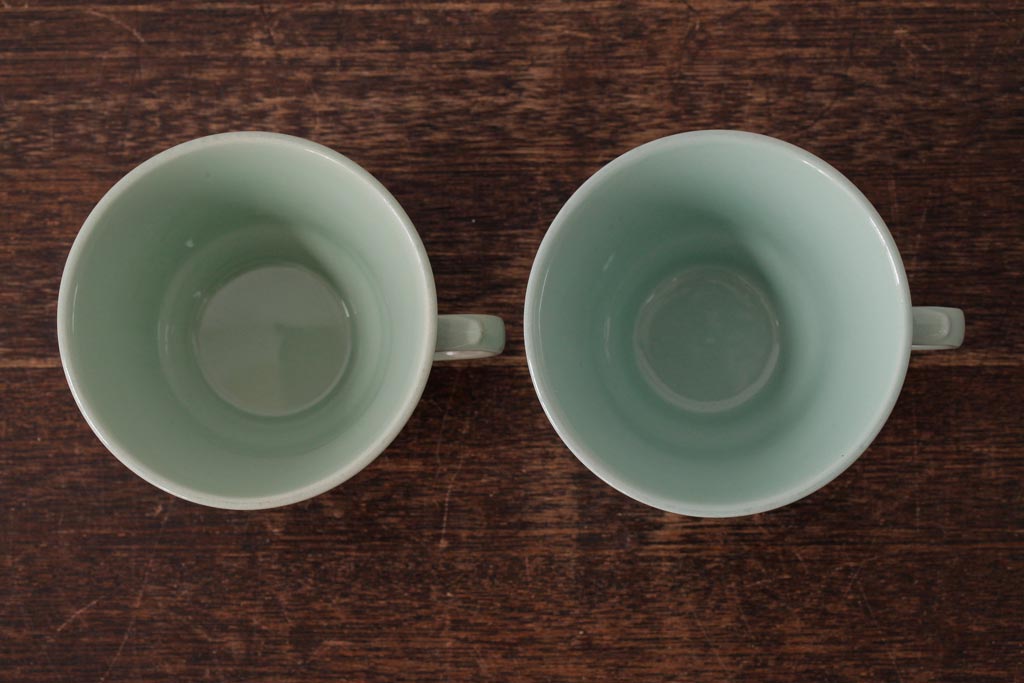 ビンテージ雑貨　イギリスヴィンテージ　Woods ware(ウッズウエア)　Beryl(ベロル)　カップ&ソーサー2客セット(R-036420)