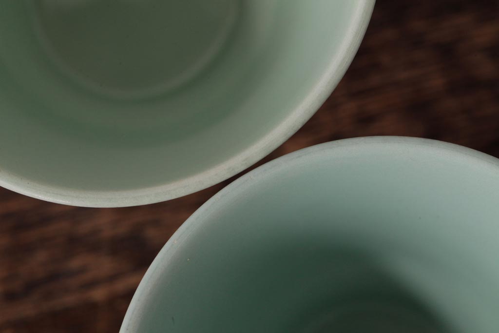 ビンテージ雑貨　イギリスヴィンテージ　Woods ware(ウッズウエア)　Beryl(ベロル)　カップ&ソーサー2客セット(R-036420)
