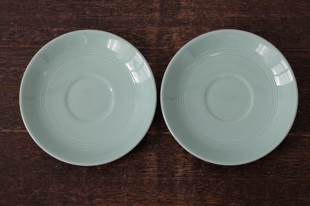 ビンテージ雑貨　イギリスヴィンテージ　Woods ware(ウッズウエア)　Beryl(ベロル)　カップ&ソーサー2客セット(R-036420)