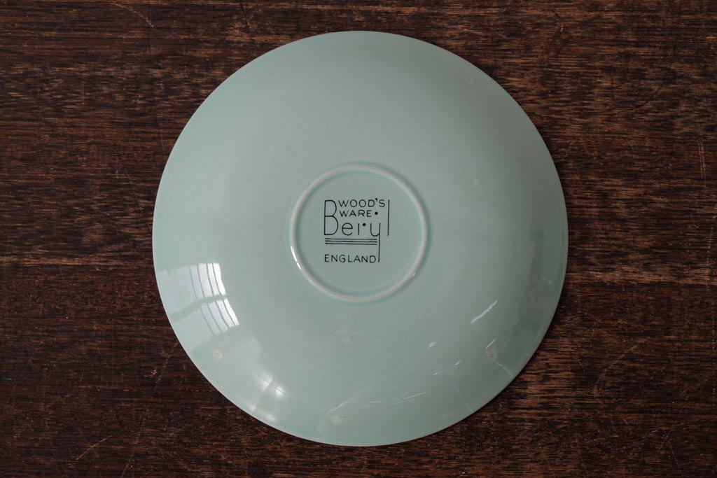 ビンテージ雑貨　イギリスヴィンテージ　Woods ware(ウッズウエア)　Beryl(ベロル)　カップ&ソーサー2客セット(R-036420)
