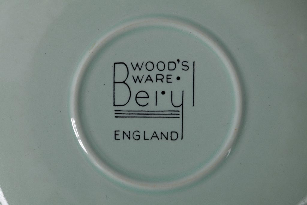 ビンテージ雑貨　イギリスヴィンテージ　Woods ware(ウッズウエア)　Beryl(ベロル)　カップ&ソーサー2客セット(R-036420)