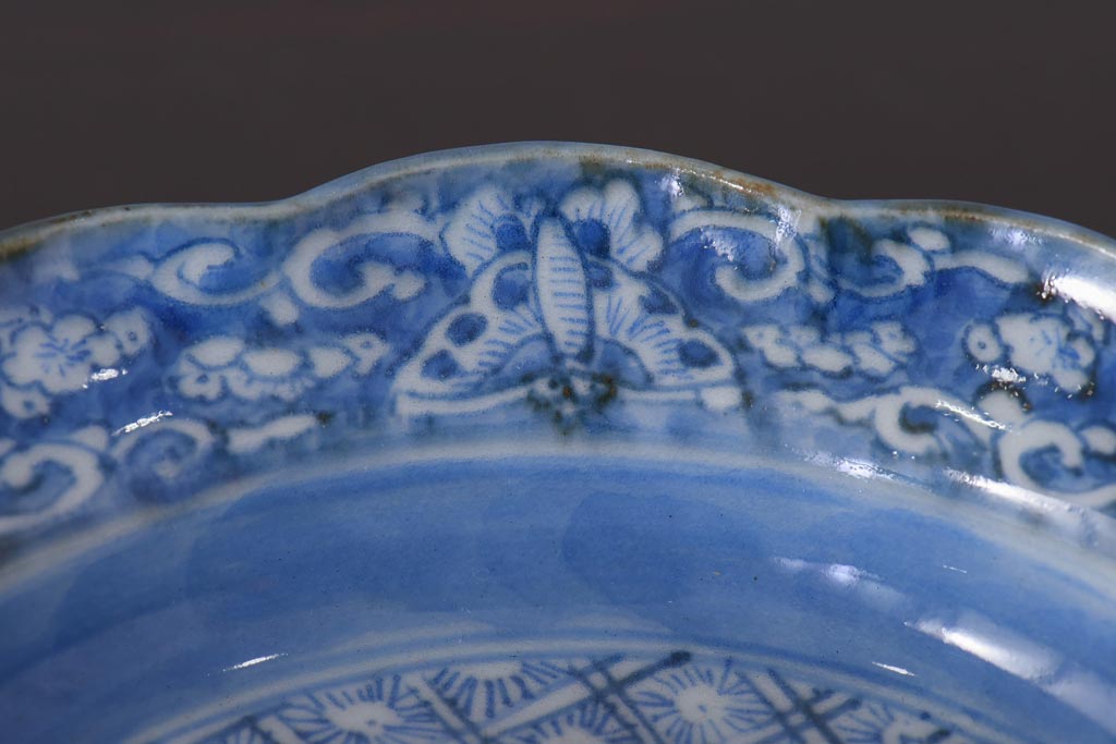 アンティーク雑貨　古伊万里　江戸期の染付皿2枚セット(和食器)(R-036515)