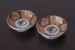 アンティーク雑貨　明治期　伊万里　色絵　なます皿2枚セット(和食器)(R-036524)