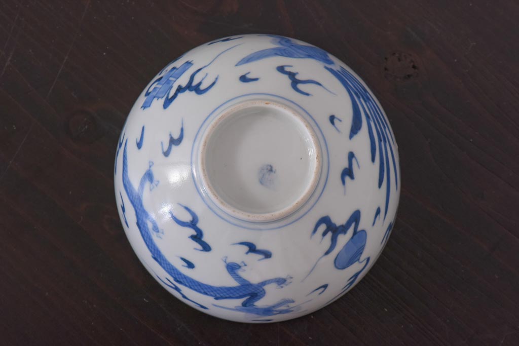 アンティーク雑貨　江戸期　伊万里　鳳凰　蓋付き茶碗2客セット(和食器)(R-036529)