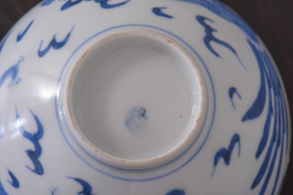 アンティーク雑貨　江戸期　伊万里　鳳凰　蓋付き茶碗2客セット(和食器)(R-036529)
