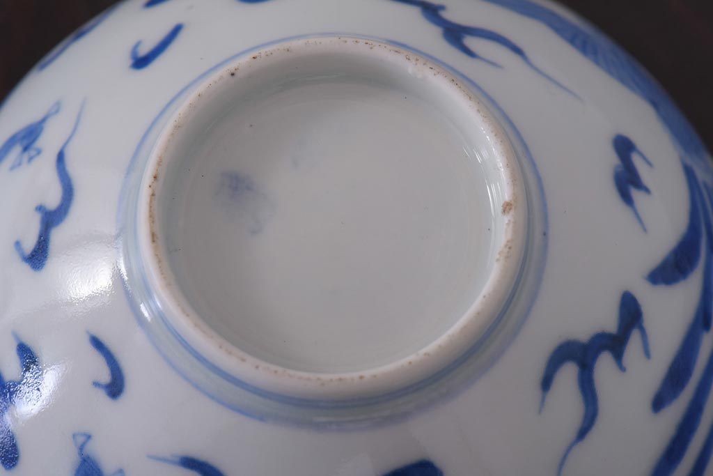 アンティーク雑貨　江戸期　伊万里　鳳凰　蓋付き茶碗3客セット(和食器)(R-036530)