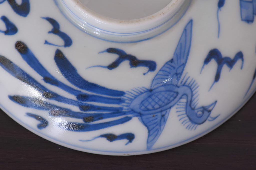 アンティーク雑貨　江戸期　伊万里　鳳凰　蓋付き茶碗3客セット(和食器)(R-036530)