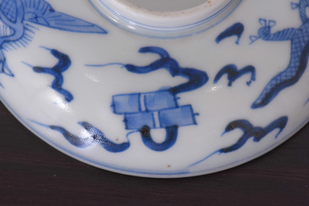 アンティーク雑貨　江戸期　伊万里　鳳凰　蓋付き茶碗3客セット(和食器)(R-036530)