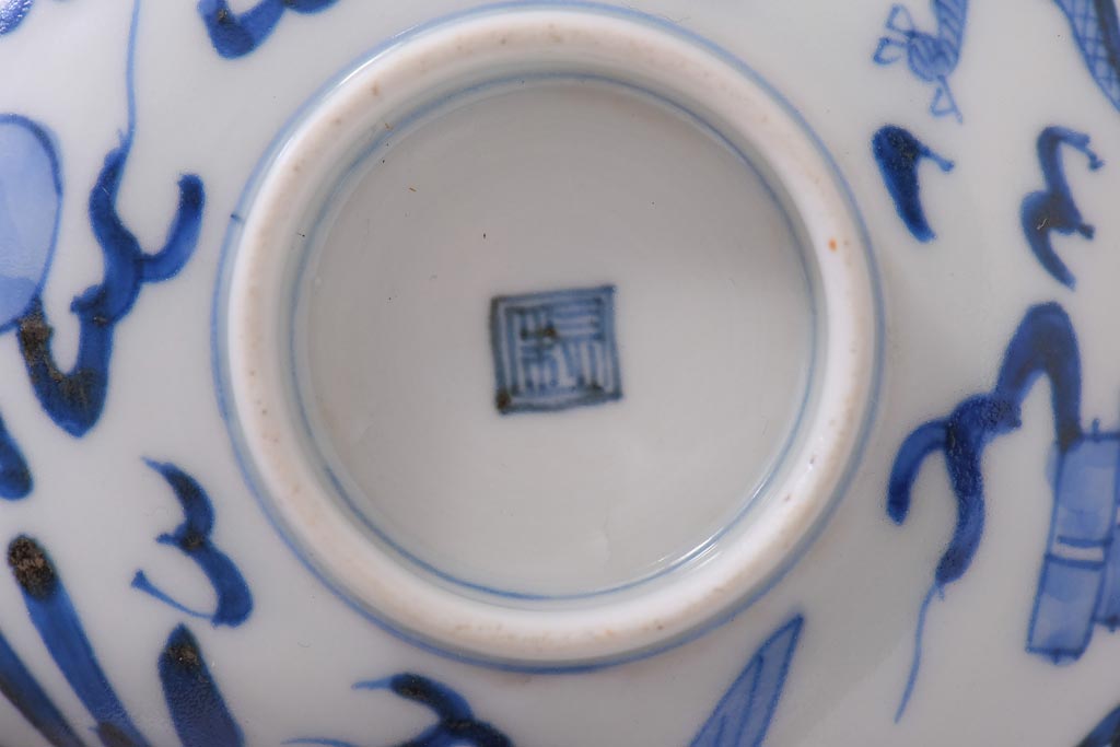 アンティーク雑貨　江戸期　伊万里　鳳凰　蓋付き茶碗3客セット(和食器)(R-036530)