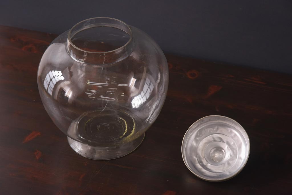 レトロ雑貨　昭和レトロ　丸いフォルムが可愛らしい地球瓶(ガラス瓶、ガラスビン)(R-036533)