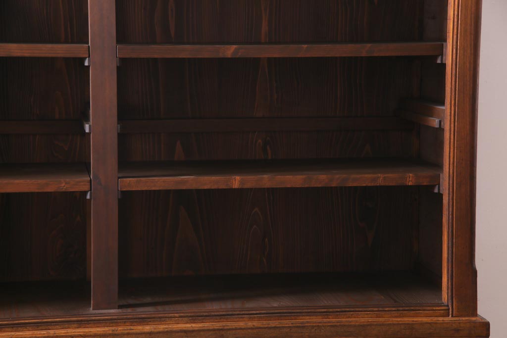 アンティーク家具　大正昭和初期　栓材　大正ロマン薫るノスタルジックな重ねキャビネット(収納棚、戸棚、食器棚、ショーケース)