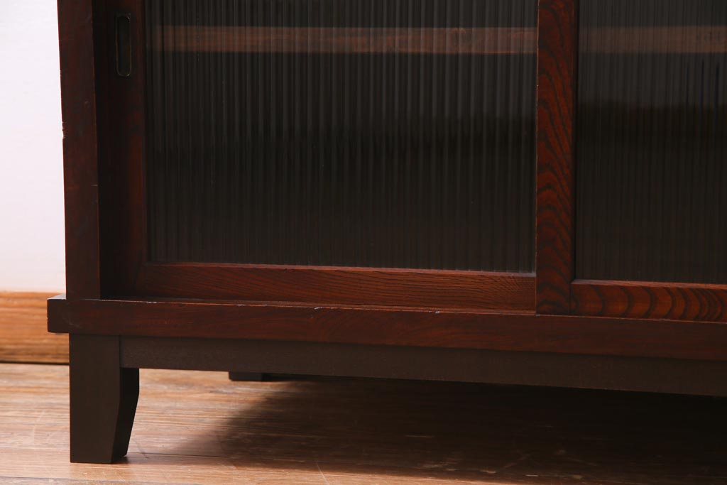 アンティーク家具　天板リメイク　モールガラス入り　店舗什器にもぴったりなカウンター(作業台、戸棚、収納棚)