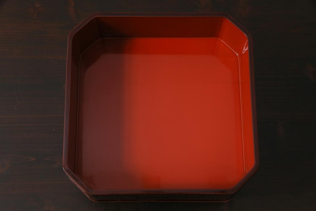 古民具　明治大正期　鶴蒔絵　木製菓子器(盛器、漆器)(R-036568)