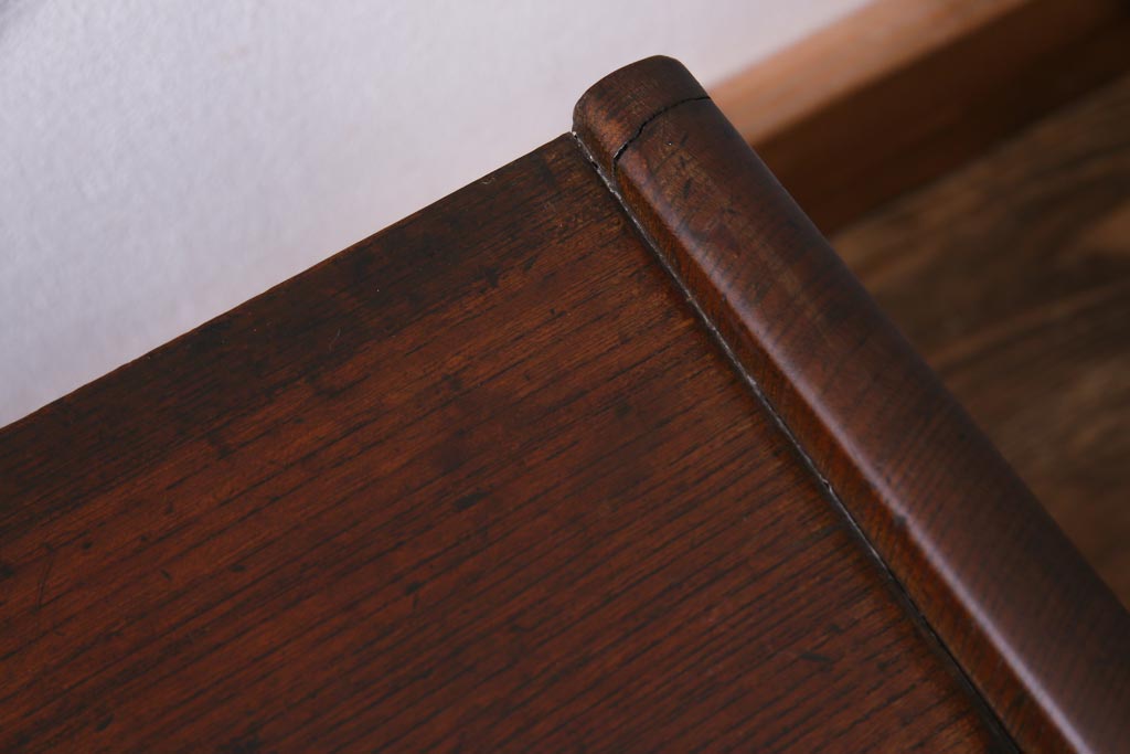 アンティーク家具　総ケヤキ材　漆塗り　立派な趣の文机(両袖机、ローテーブル)(R-036570)
