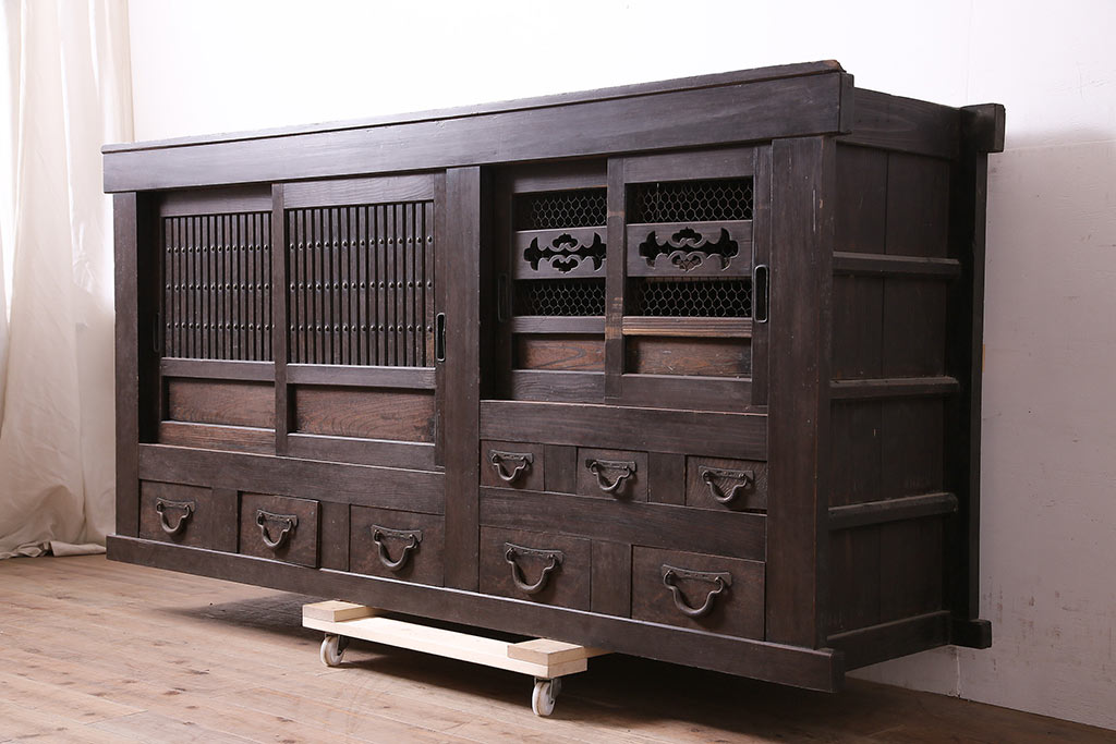 アンティーク家具　明治大正期　重ね水屋箪笥(収納棚)(R-036664)