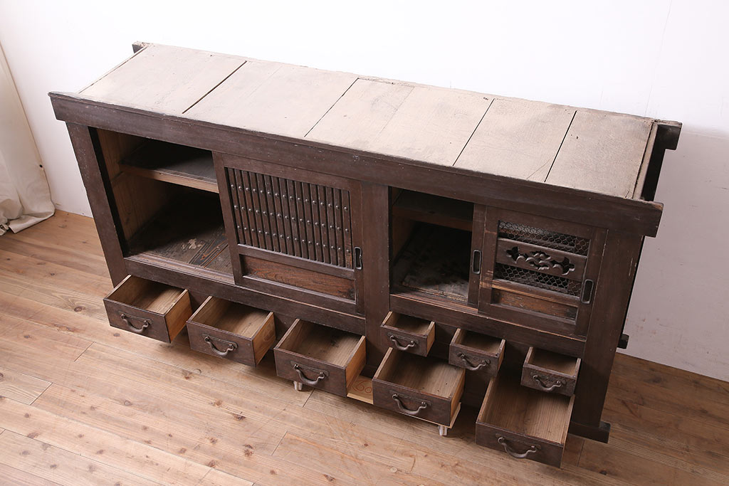 アンティーク家具　明治大正期　重ね水屋箪笥(収納棚)(R-036664)