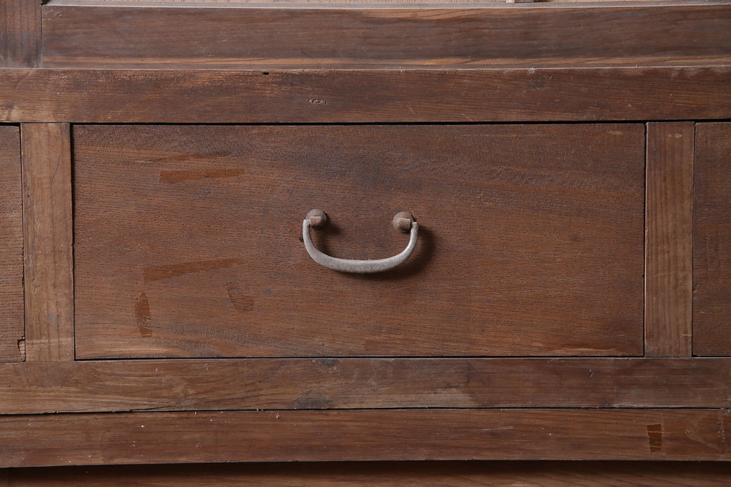 アンティーク家具 和製アンティーク 木製引き戸の重ねキャビネット 