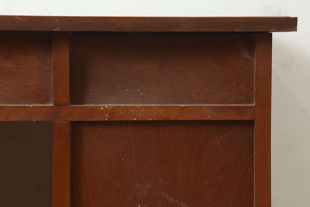 レトロ家具　ナラ材　昭和レトロの素朴な両袖デスク(机、在宅ワーク、在宅用)(R-036718)