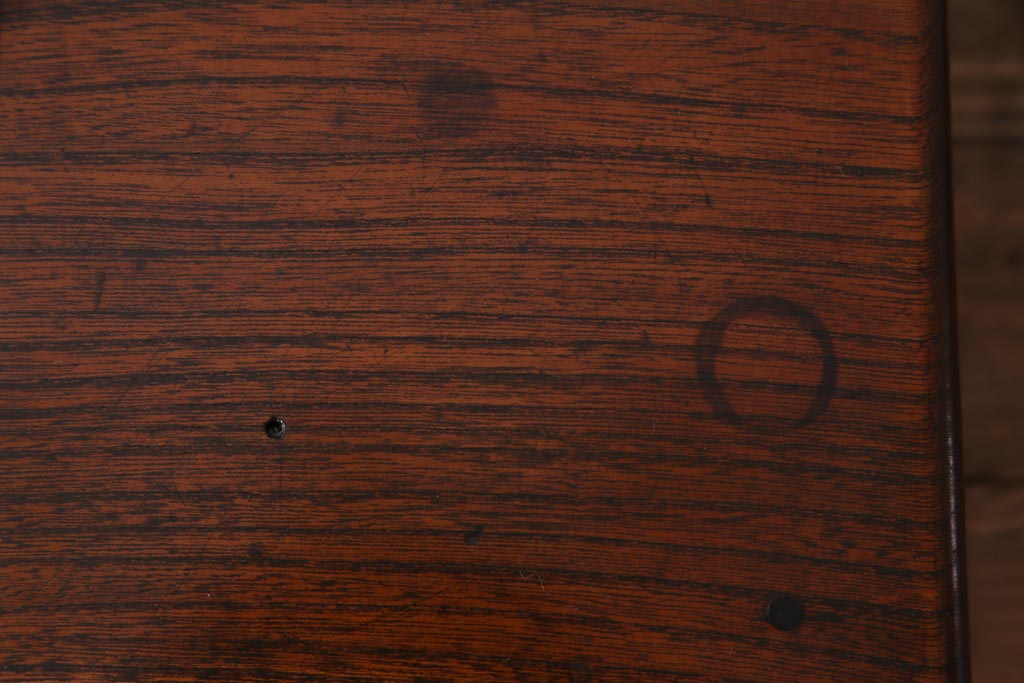 アンティーク家具　明治大正期　総ケヤキ材　レア品　天板一枚板の上質な両袖デスク(文机)