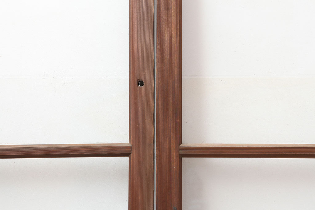 アンティーク建具　木味が魅力のレトロなガラス戸3枚セット(建具、引き戸)(R-036745)