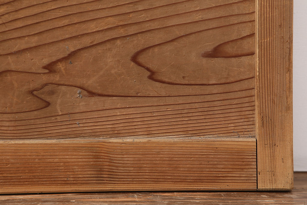 アンティーク建具　裏障子付き　木味と桟が魅力の格子戸2枚セット(引き戸、建具)(R-036753)