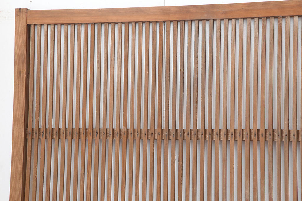 アンティーク建具　和製アンティーク　昭和初期　木味と桟が魅力の格子戸3枚セット(引き戸、建具)(R-036761)