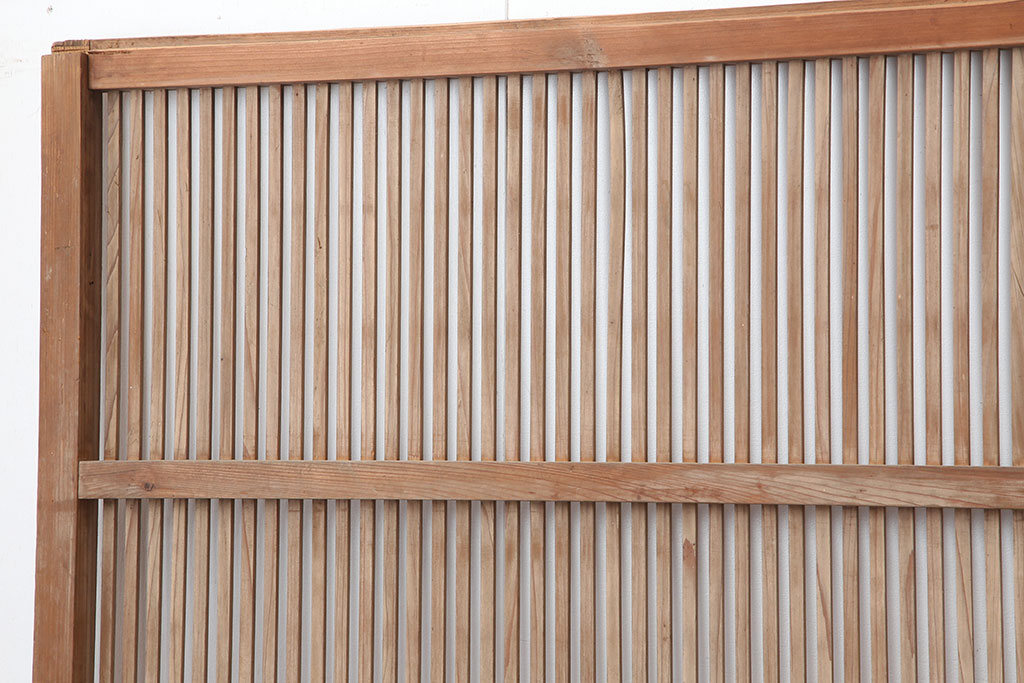 アンティーク建具　和製アンティーク　昭和初期　木味と桟が魅力の格子戸3枚セット(引き戸、建具)(R-036761)