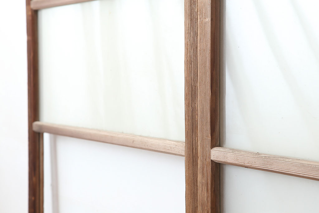 アンティーク建具　昭和レトロのシンプルなガラス戸2枚セット(窓、引き戸)(R-036762)