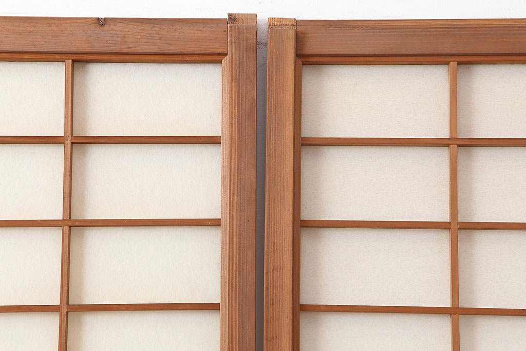 アンティーク建具　横額入り障子戸3枚セット(ガラス帯戸、引き戸、建具)(R-036763)