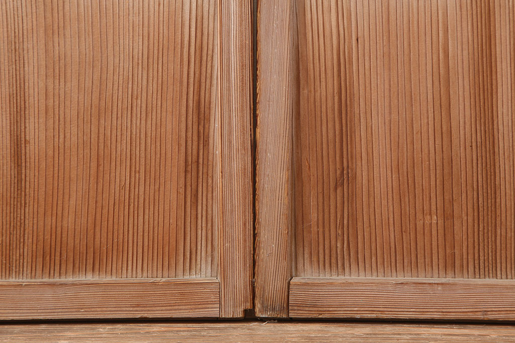 アンティーク建具　木味が魅力の大額入り障子戸2枚セット(引き戸、建具)(R-036777)