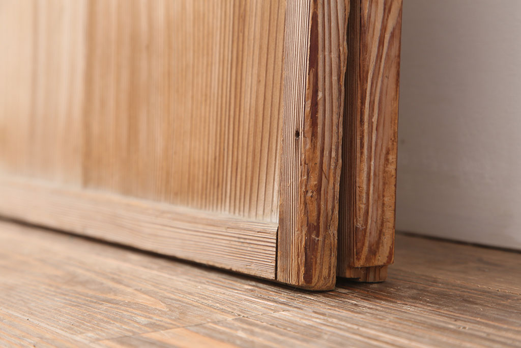 アンティーク建具　木味が魅力の大額入り障子戸2枚セット(引き戸、建具)(R-036777)
