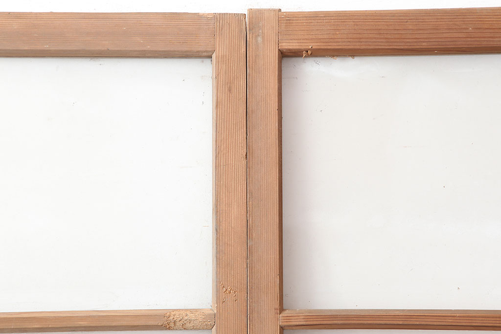 アンティーク建具　シンプルなガラス戸2枚セット(引き戸、建具)(R-036780)
