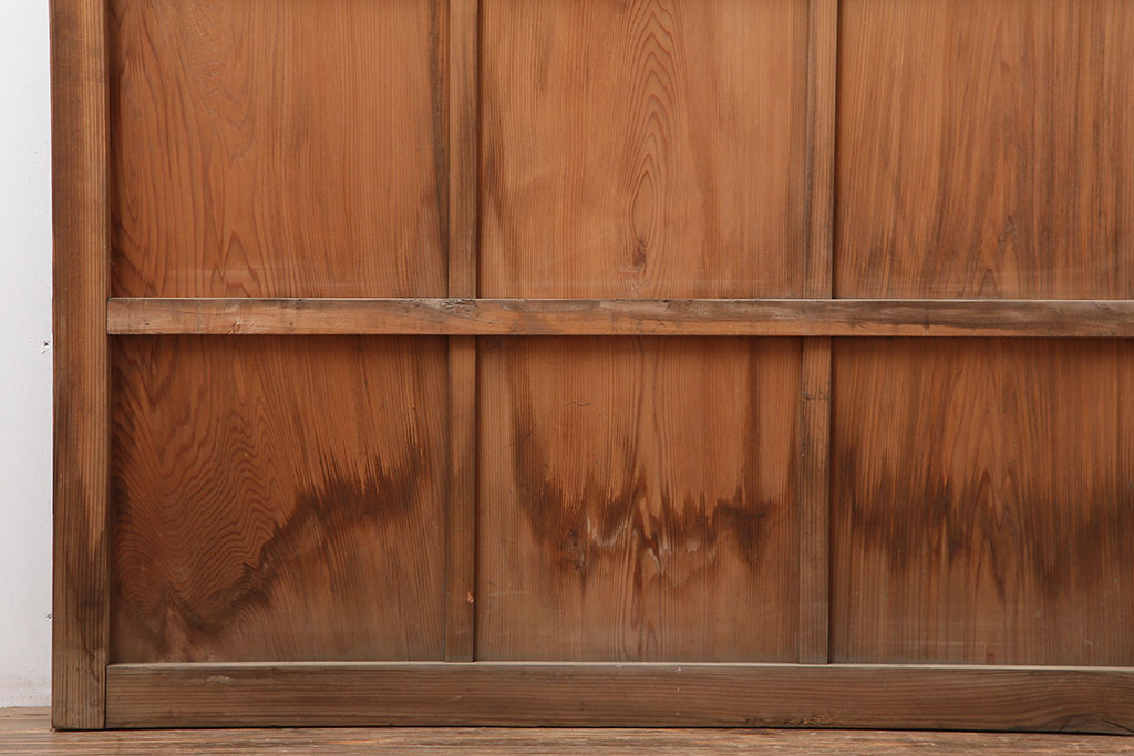 アンティーク建具　和製アンティーク　昭和初期　木味を楽しめる板戸2枚セット(雨戸、引き戸、建具)(R-036784)