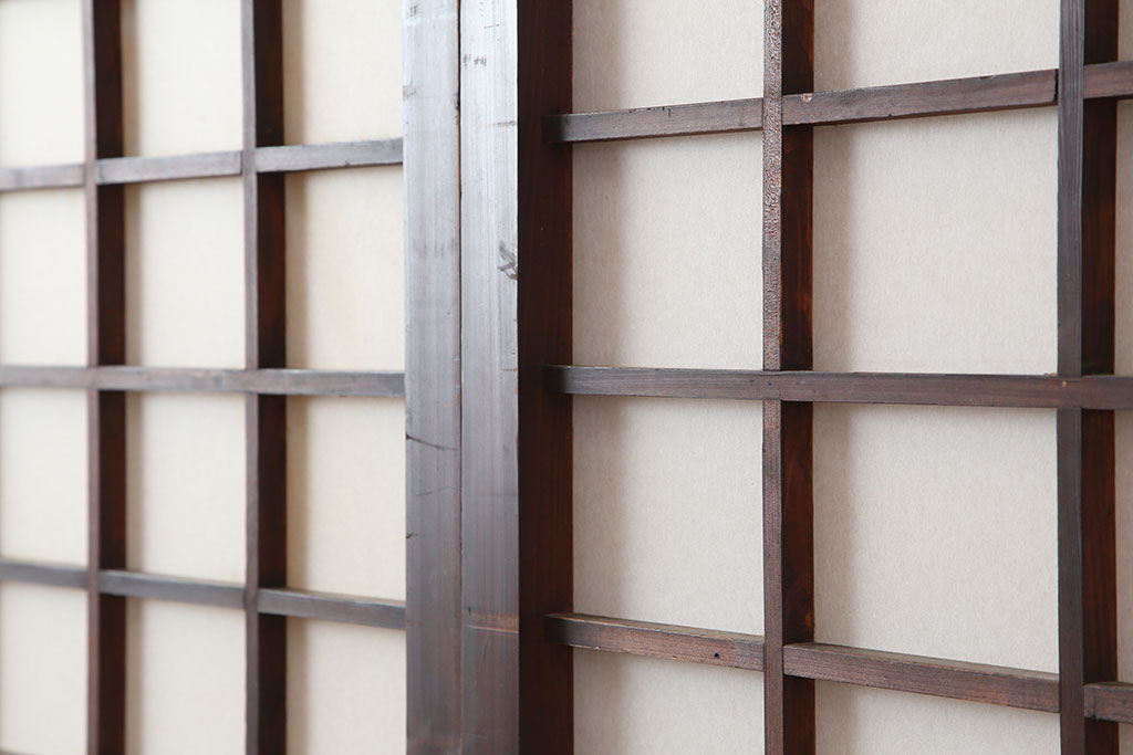 アンティーク建具　明治大正期　和レトロな雰囲気が魅力の障子戸4枚セット(建具、引き戸)(R-036786)