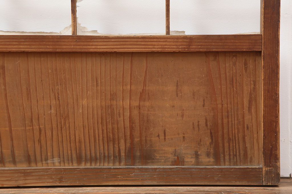 アンティーク建具　昭和初期　シンプルな木製フレームの障子戸2枚セット(建具、引き戸)(R-036789)