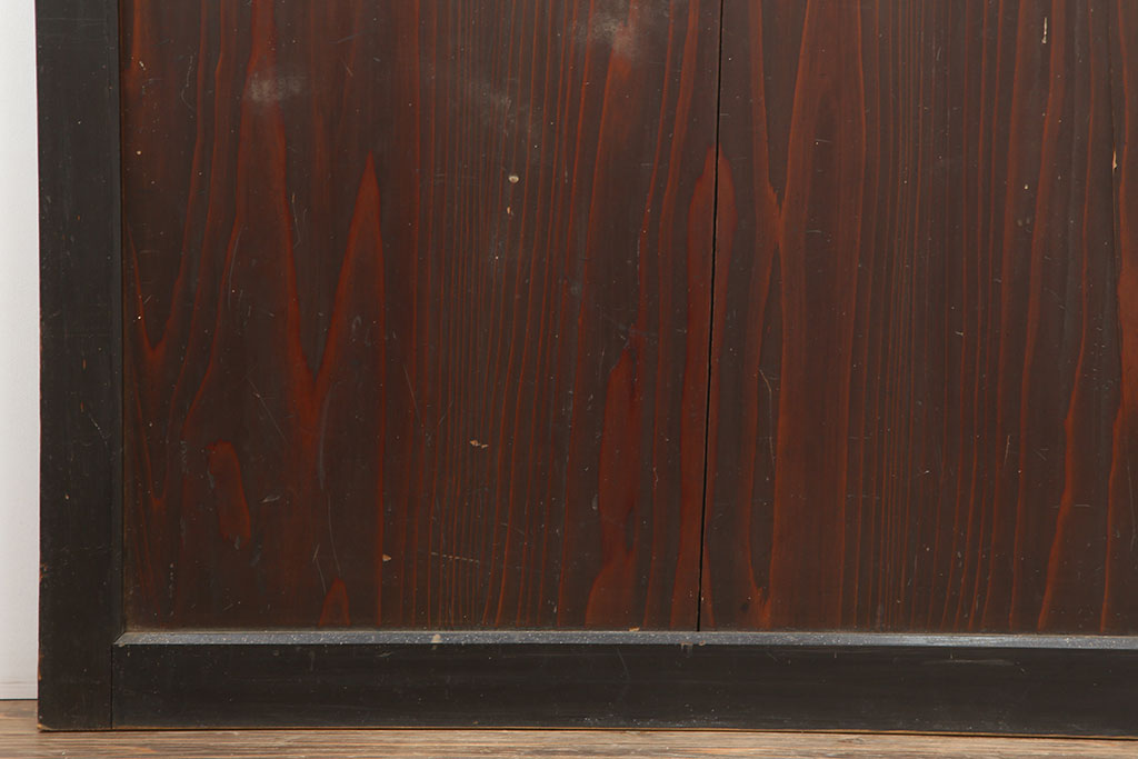 アンティーク建具　大正昭和初期　レトロな佇まいが魅力的なガラス帯戸3枚セット(建具、引き戸)(R-036793)
