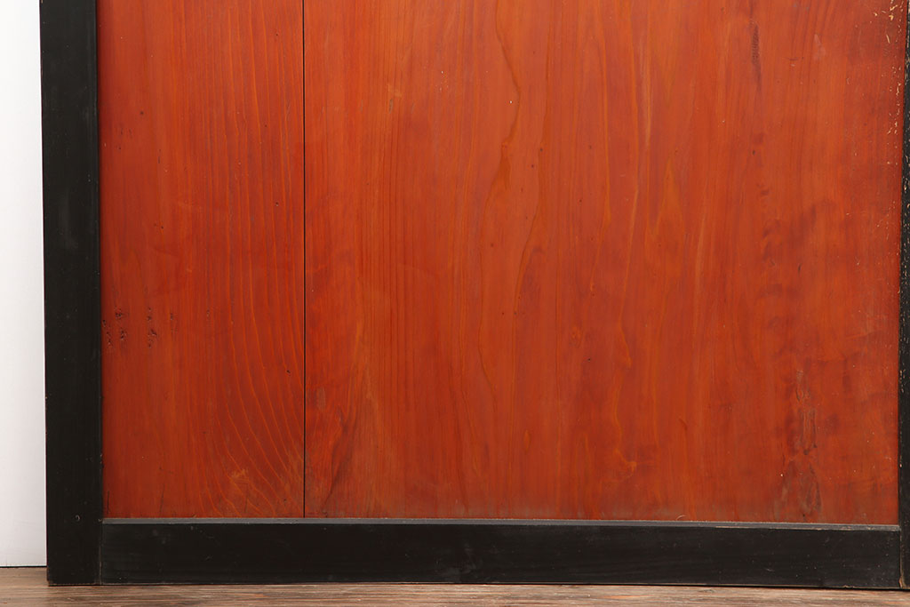 アンティーク建具　大正昭和初期　レトロな佇まいが魅力的なガラス帯戸3枚セット(建具、板戸、引き戸)(R-036794)