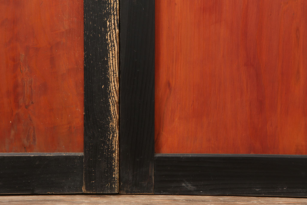 アンティーク建具　大正昭和初期　レトロな佇まいが魅力的なガラス帯戸3枚セット(建具、板戸、引き戸)(R-036794)