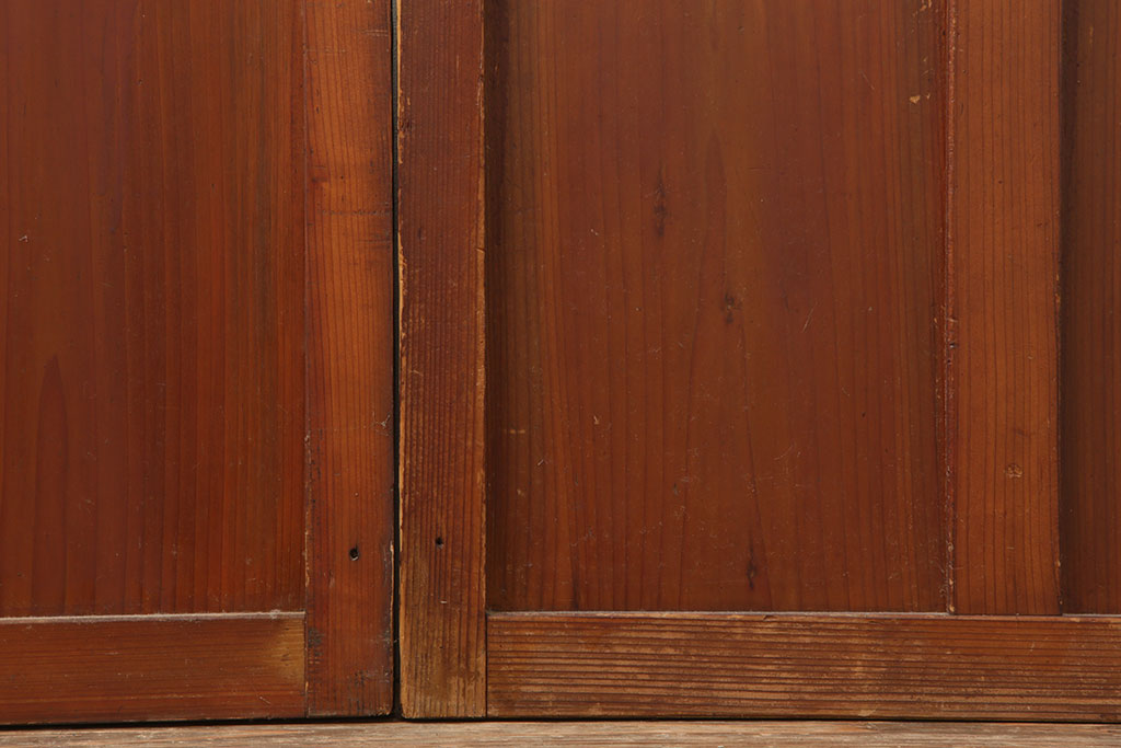 アンティーク建具　木味が魅力のレトロなガラス戸2枚セット(建具、引き戸)(R-036801)