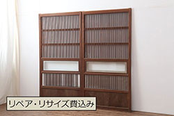 アンティーク建具　大正ロマンの雰囲気香るガラス戸2枚セット(引き戸)(R-062960)