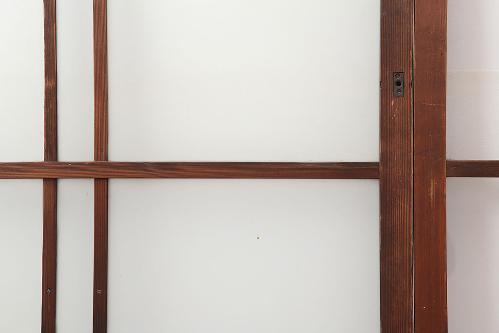 アンティーク建具　木味が魅力のレトロなガラス戸2枚セット(建具、引き戸)(R-036805)