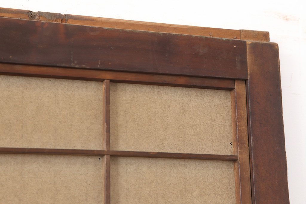 アンティーク建具　裏障子付き　腰板ケヤキ材　上品な和の空間づくりにおすすめな格子戸2枚セット(建具、引き戸)(R-036811)
