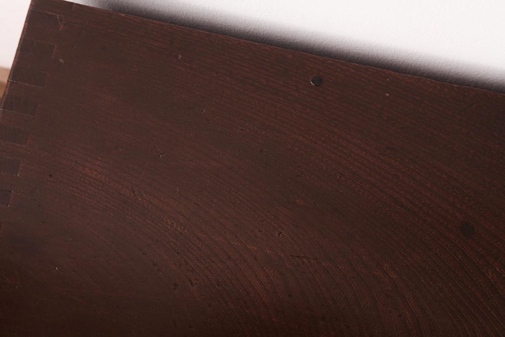 アンティーク家具　総ケヤキ材　天板一枚板　和の風情あふれる上質な両袖文机(両袖机、帳場机)